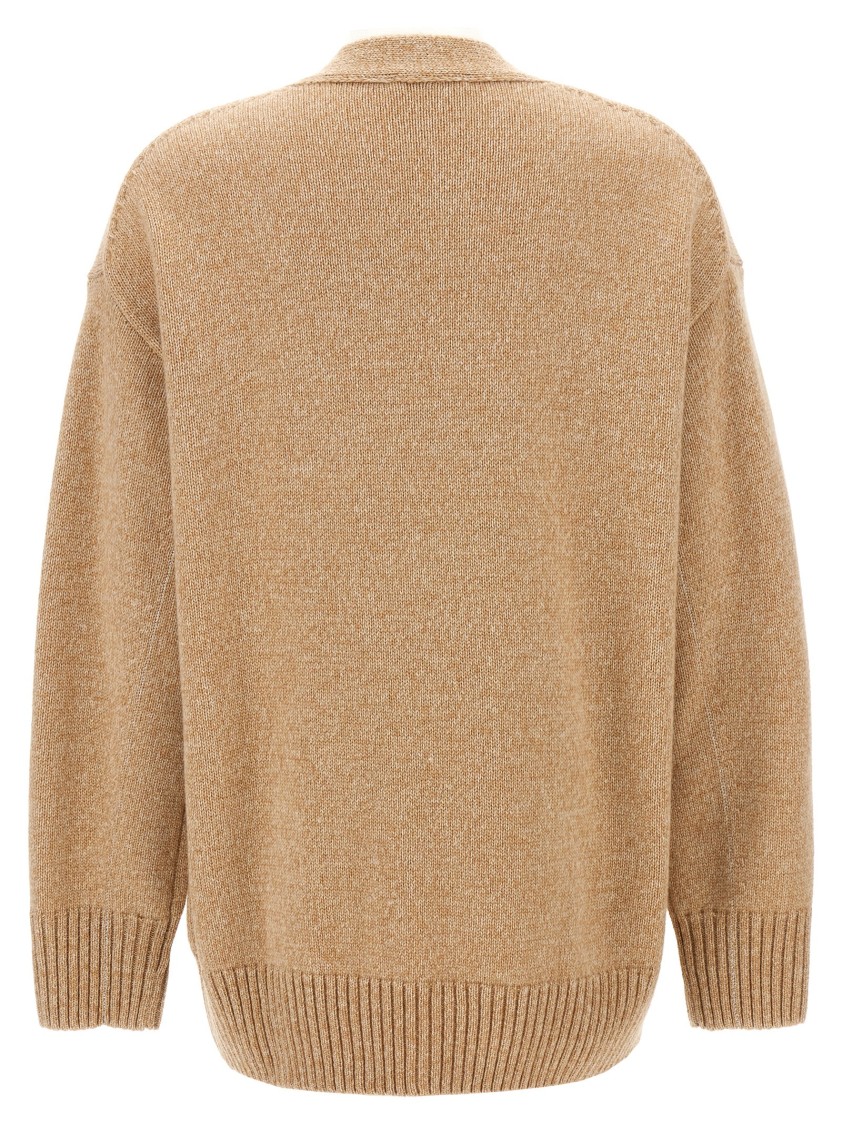 Rabanne Logo Button Cardigan In Brown