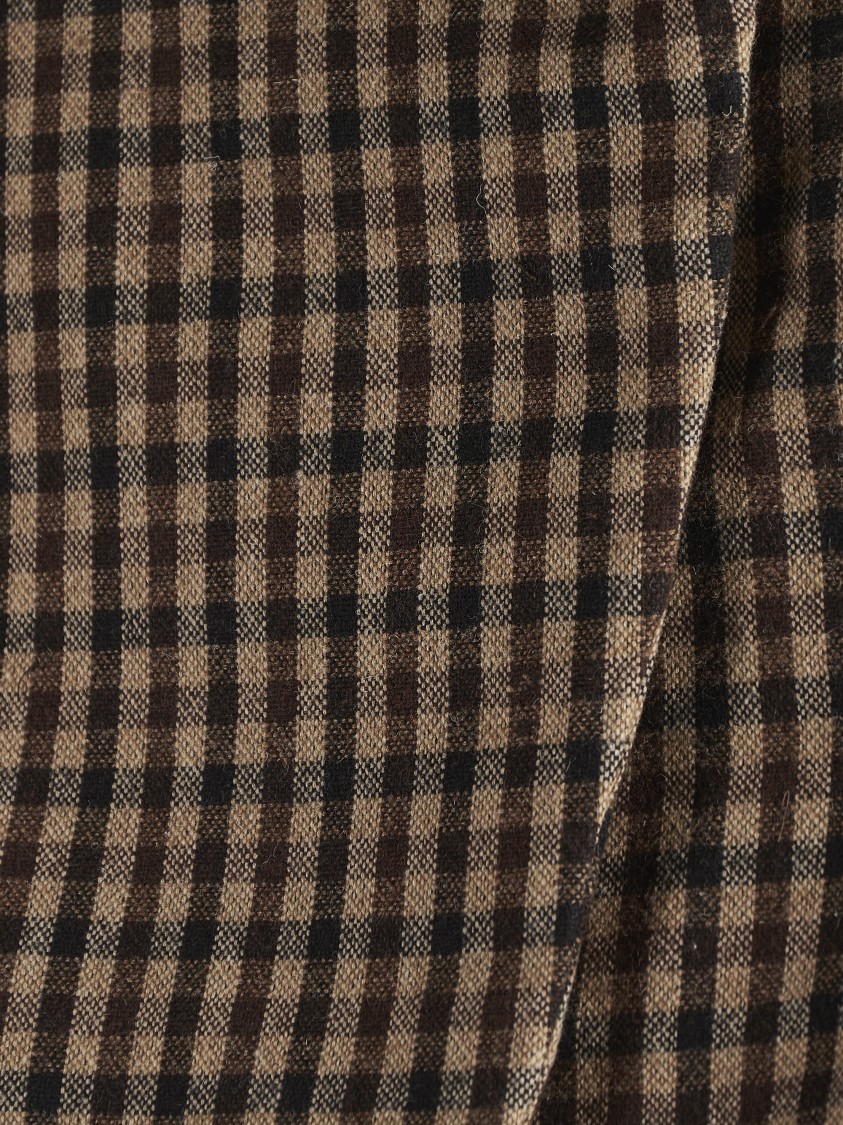 Ganni Check Pattern Wool Blend Skirt With Pleat Detailing In Brown