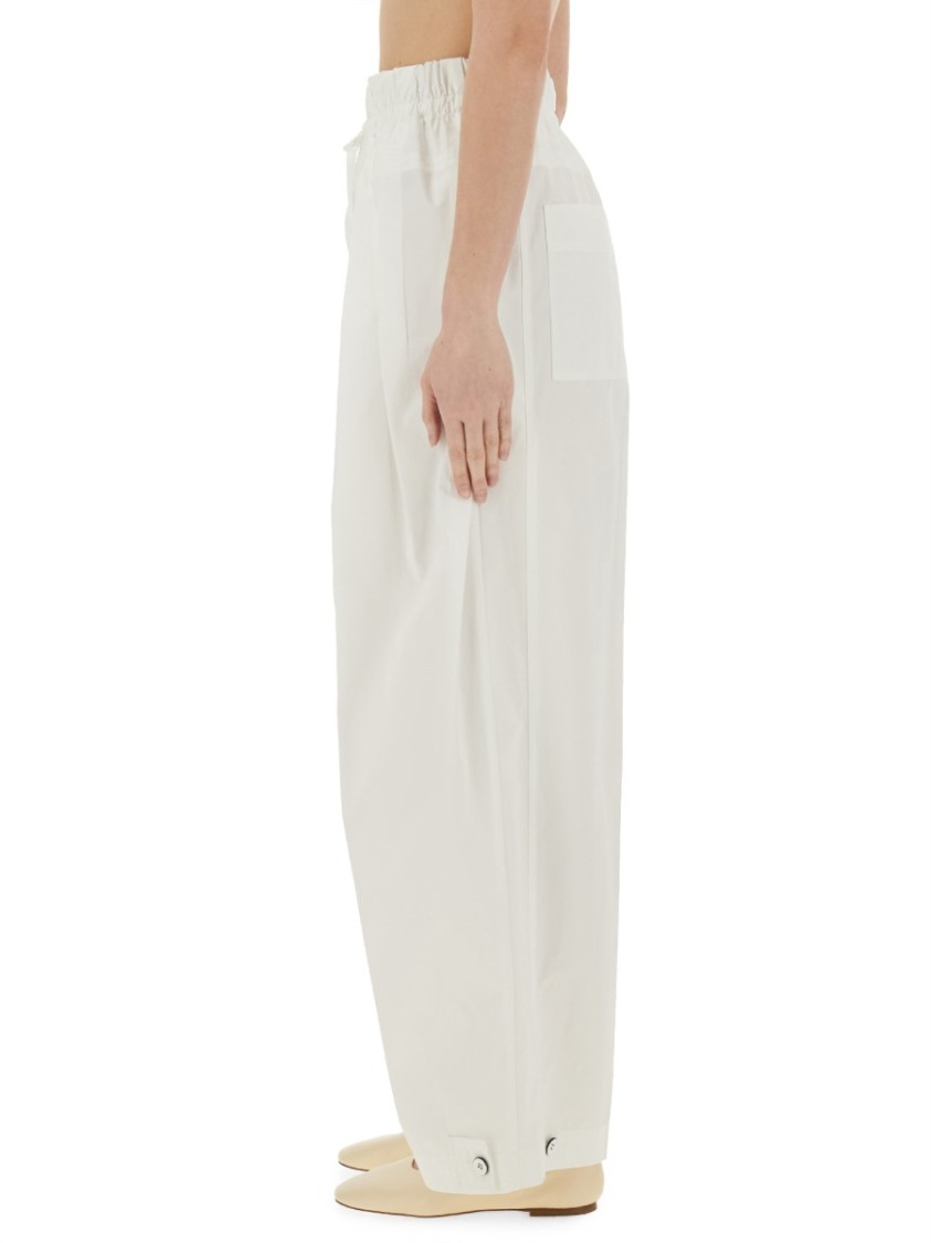 Jil Sander Elasticated Waistband Pleated Trousers In White