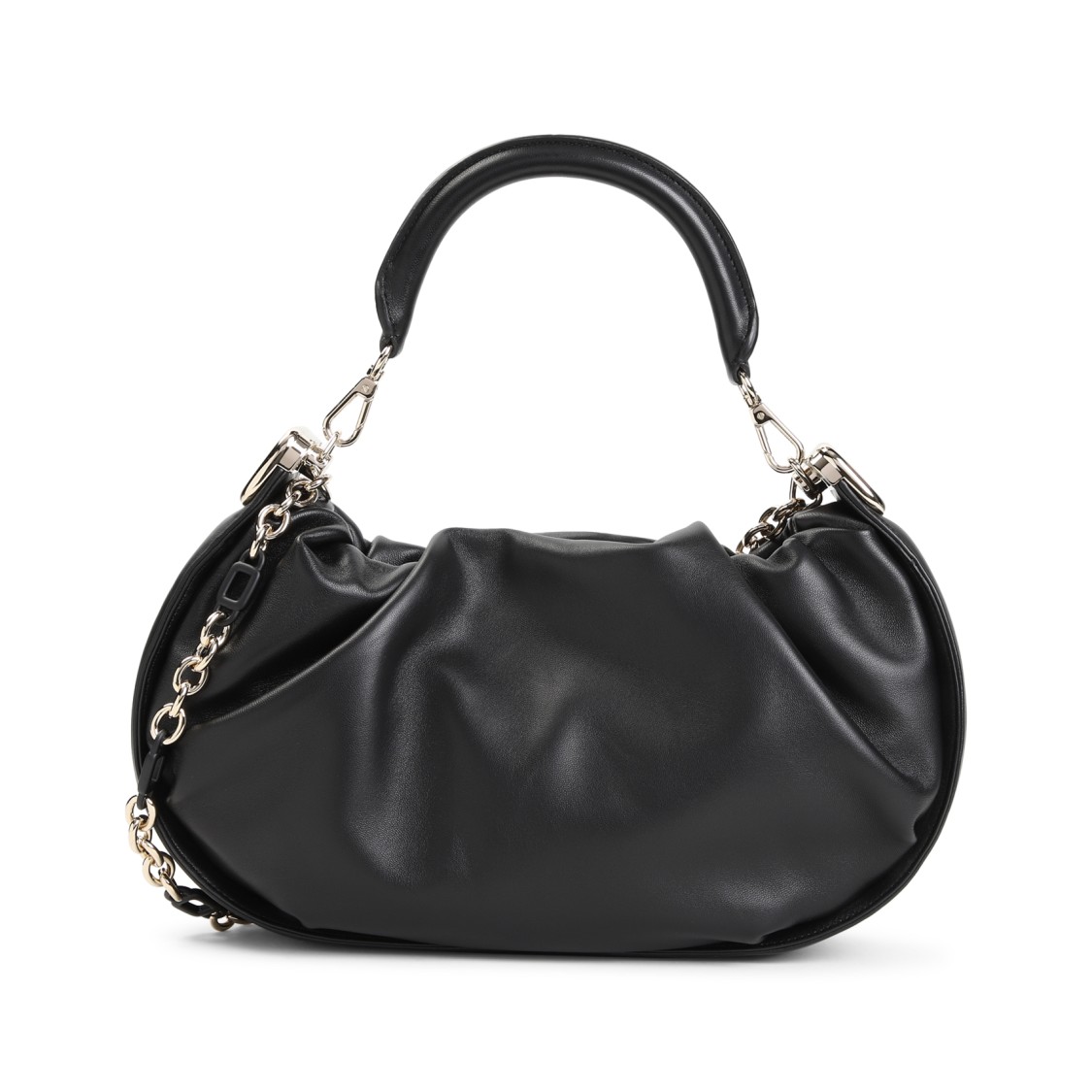Roger Vivier Gathered Black Nappa Lamb Leather Handbag In Black