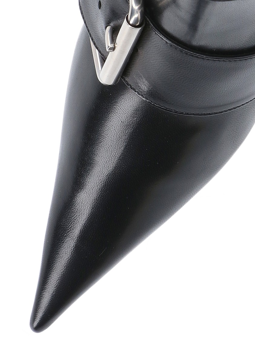 Balenciaga Women Leather Ankle Boots With Maxi Buckle In Black