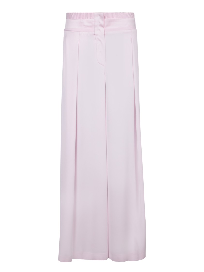 Shop Genny Palazzo Cut Pink Satin Trousers