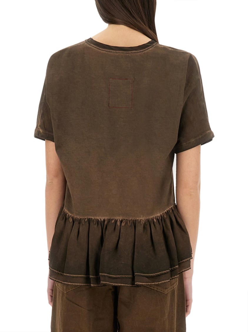 Uma Wang Round Collar And Trumpet T-shirt In Black