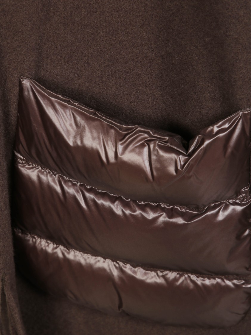 Herno Fringe-accented Wool Gilet With Nylon Pockets In Brown