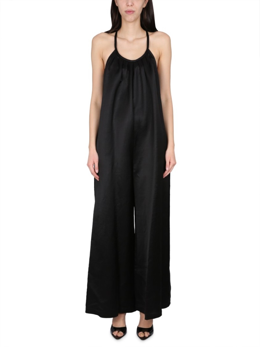 Shop Alysi Wide Satin Jumpsuit