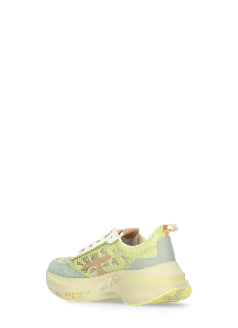 Prmt Green Leather And Tech Fabric Sneakers In Multi
