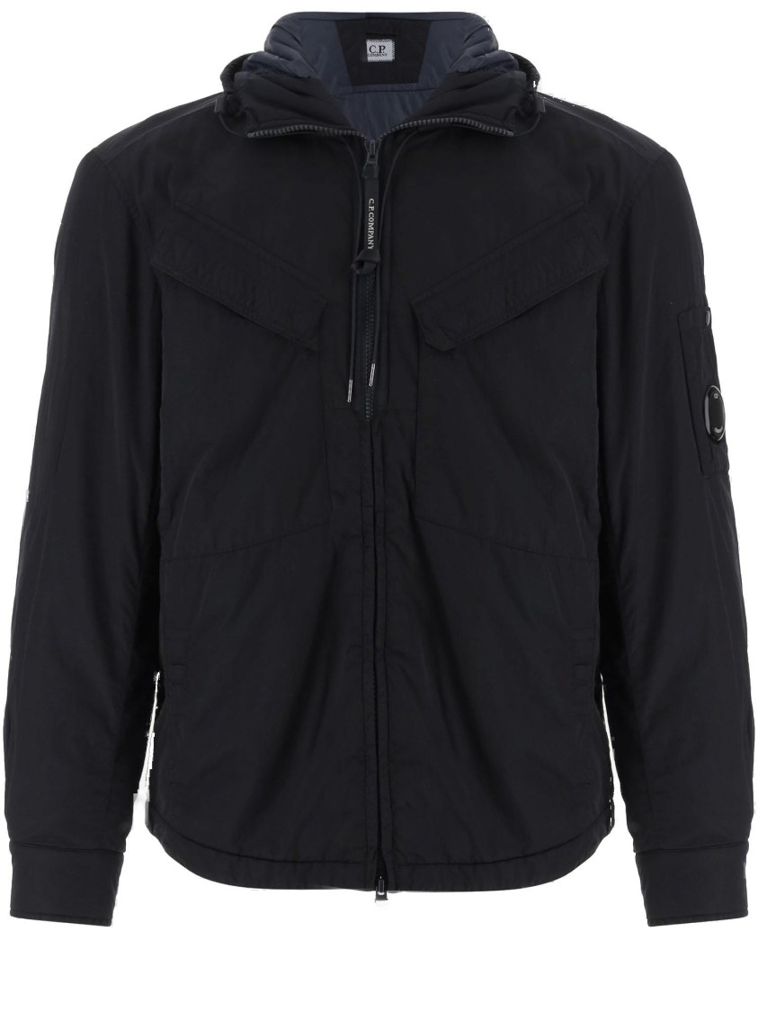 C.p. Company Adjustable Hooded Nylon Jacket In Blue