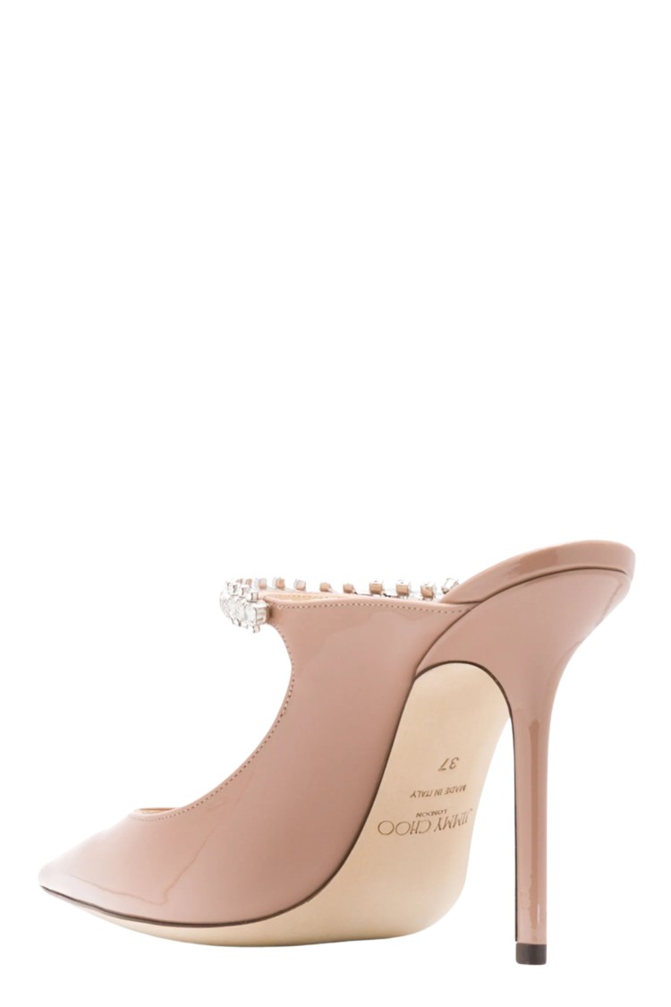 Jimmy Choo Womens Ballet Pink Bing 100 Crystal-embellished Patent-leather Heeled Mules In Neutral