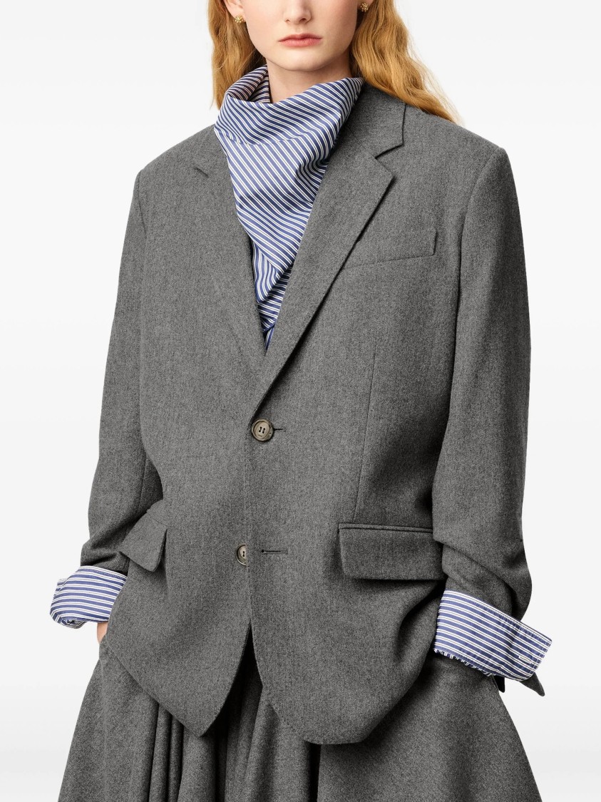 Ami Alexandre Mattiussi Ami Wool Flannel Blazer With Notch Collar In Gray