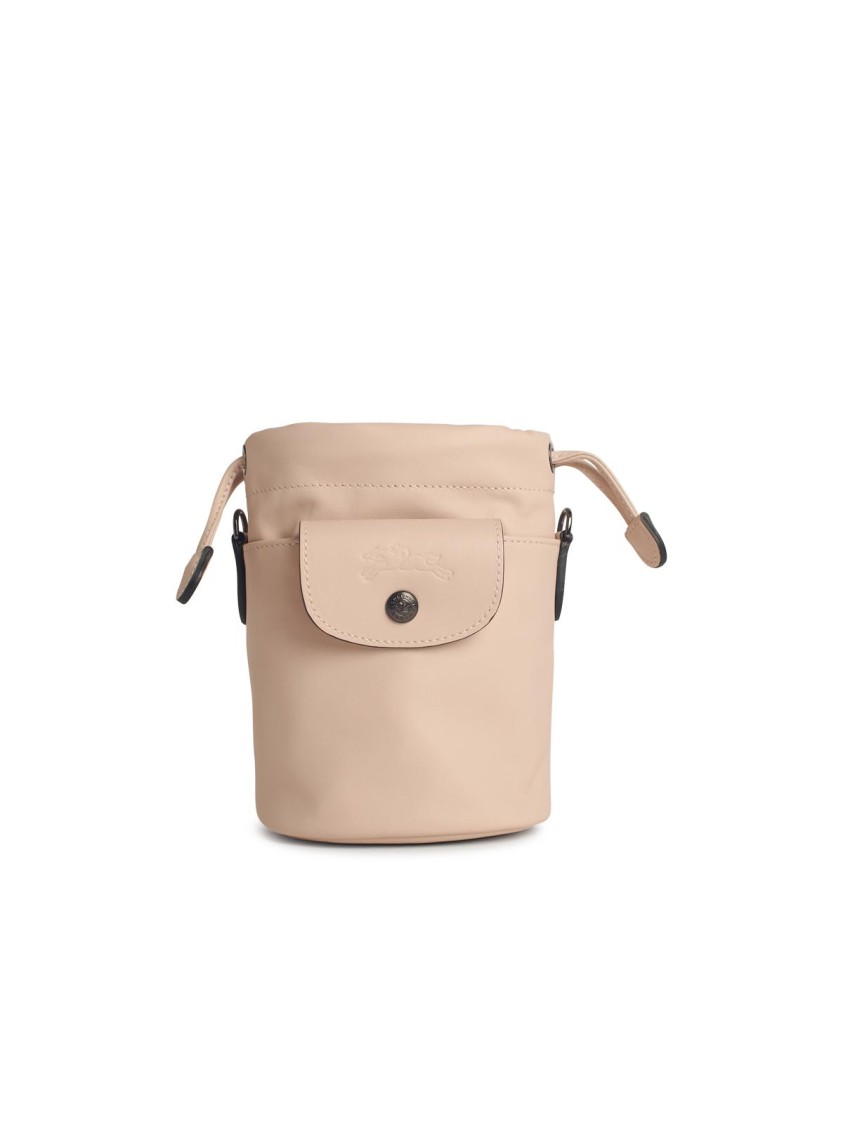 Longchamp 'Le Pliage' Bucket Bag In Nude Leather