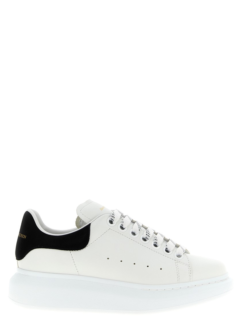 Alexander Mcqueen White Leather Sneakers With Black Suede Heel In White