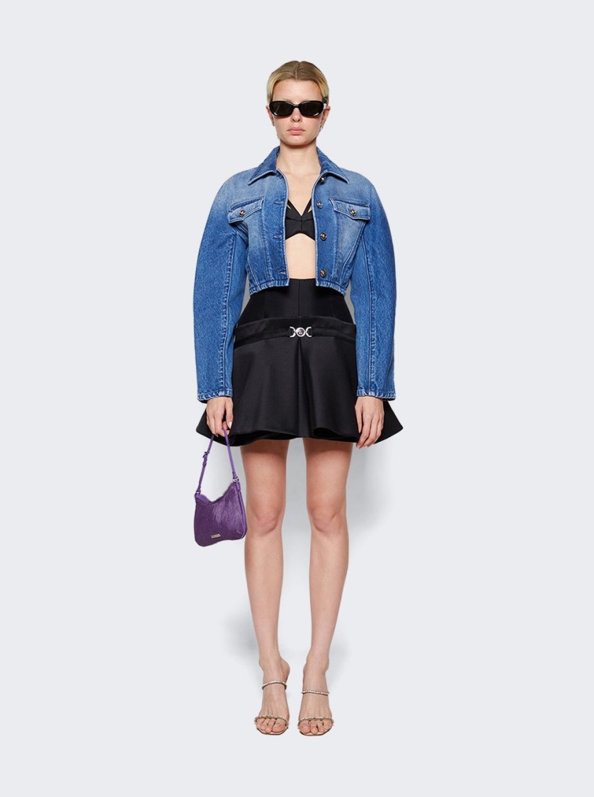 VERSACE VERSACE ROUNDED CROP DENIM JACKET