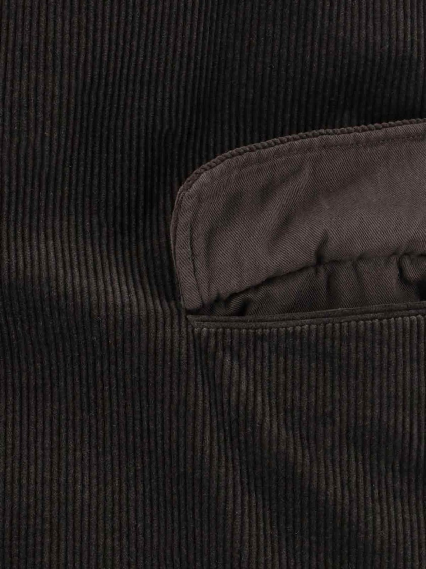 Aspesi Corduroy Flap Pockets Longline Notched Lapels In Brown