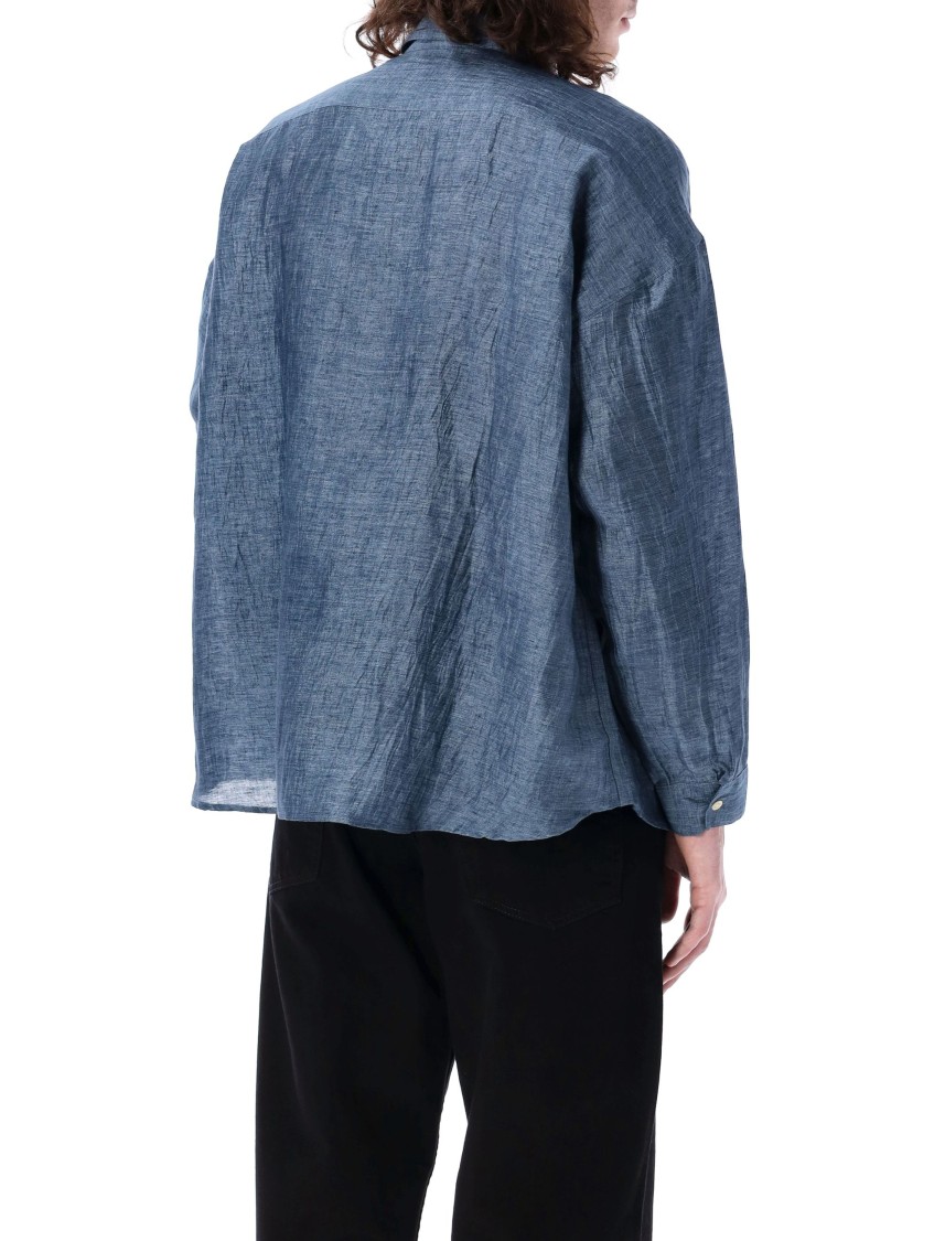 Sunflower Casual Blue Shirt With Crinkled Texture In Blue