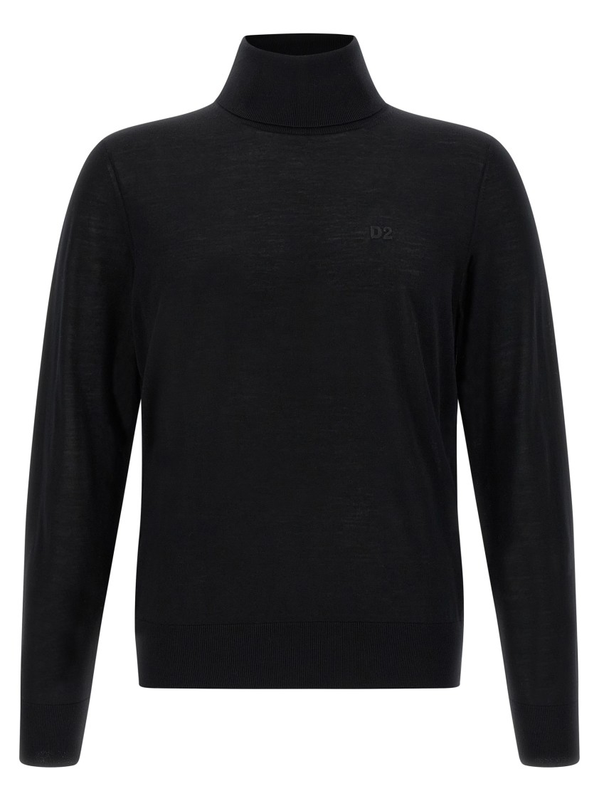 Dsquared2 Wool Turtleneck Sweater Sweaters And Cardigans Black In Black