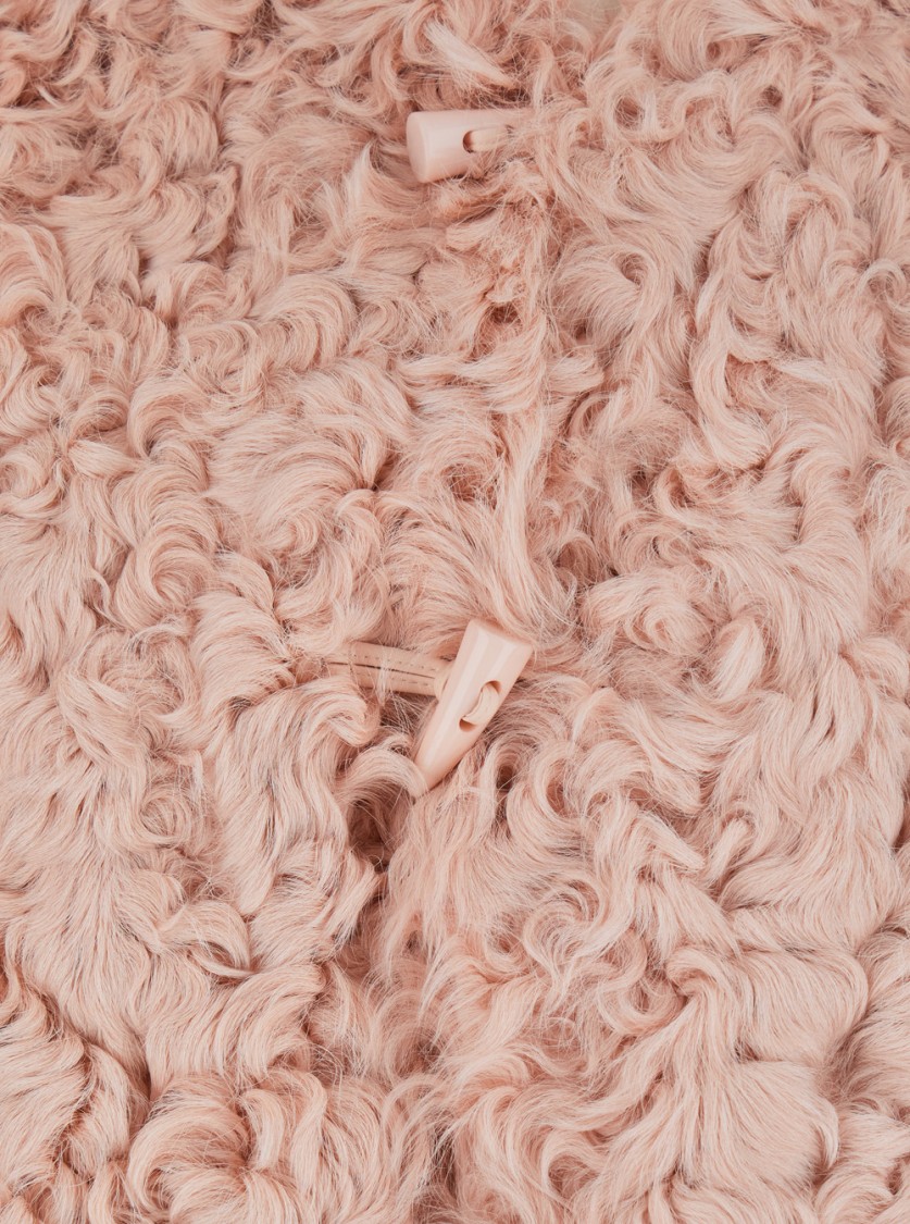 Plain Collarless Lamb Fur Jacket In Gold