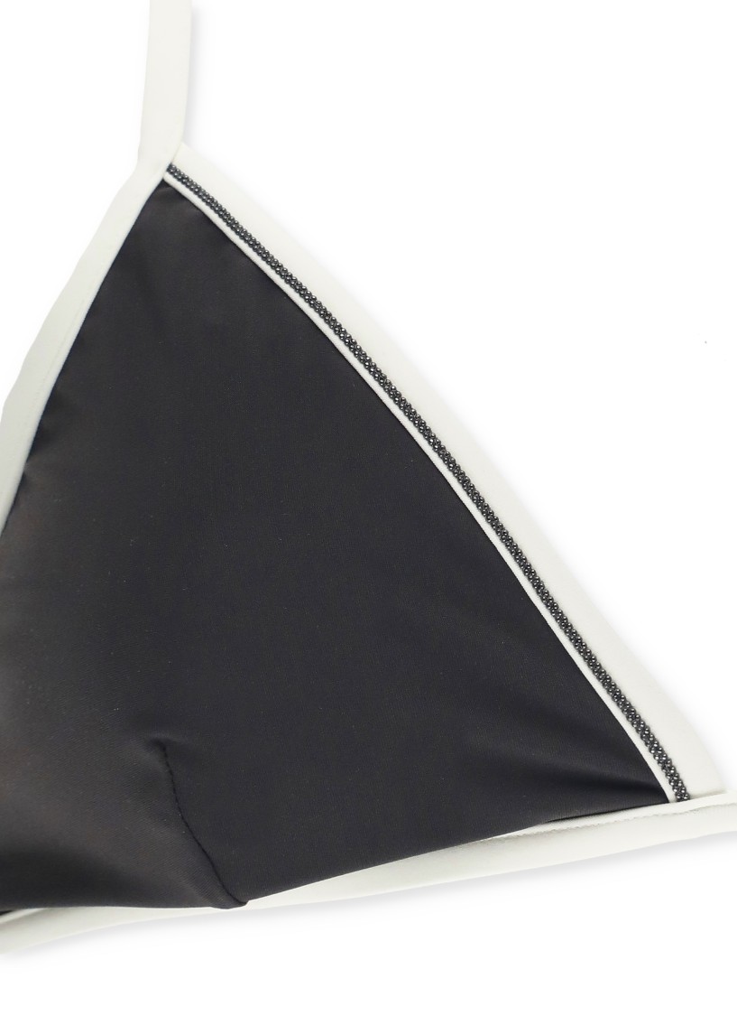 Brunello Cucinelli Brown Techno Jersey Bikini Top In Black