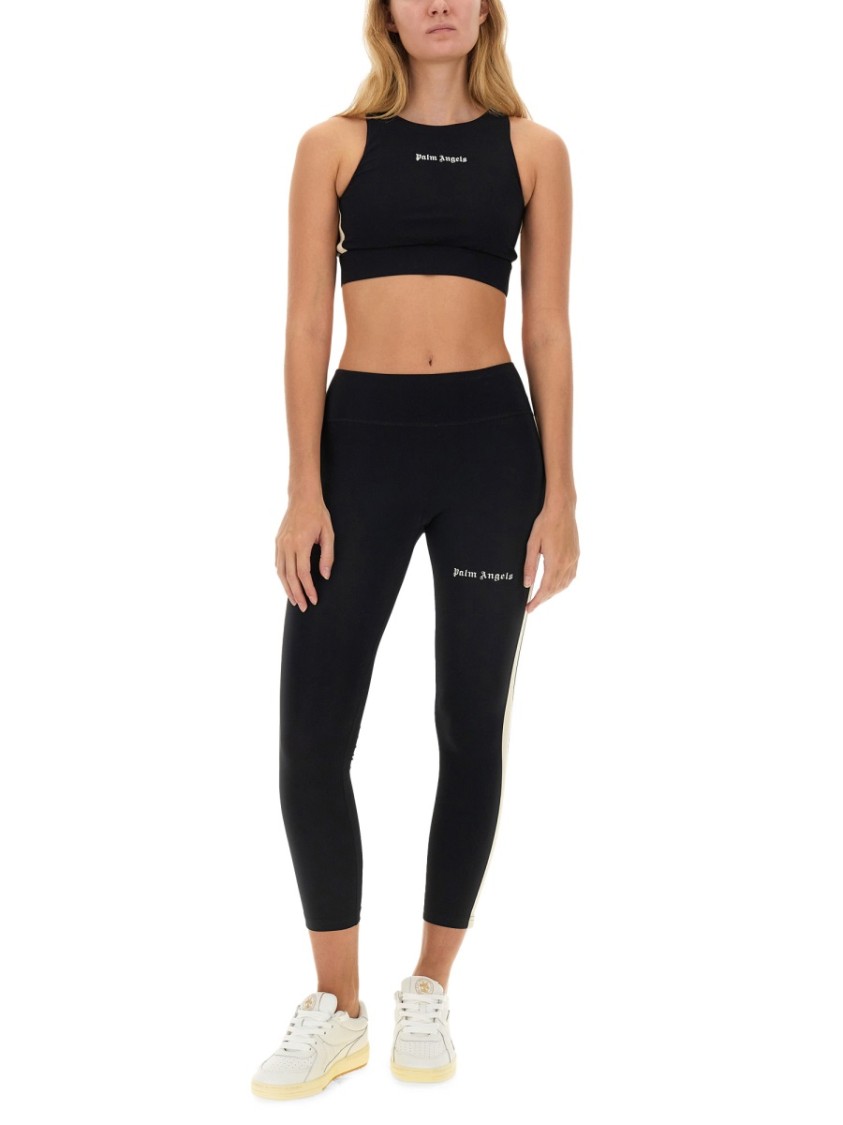 Palm Angels Black Training Crop Sport Top In Black