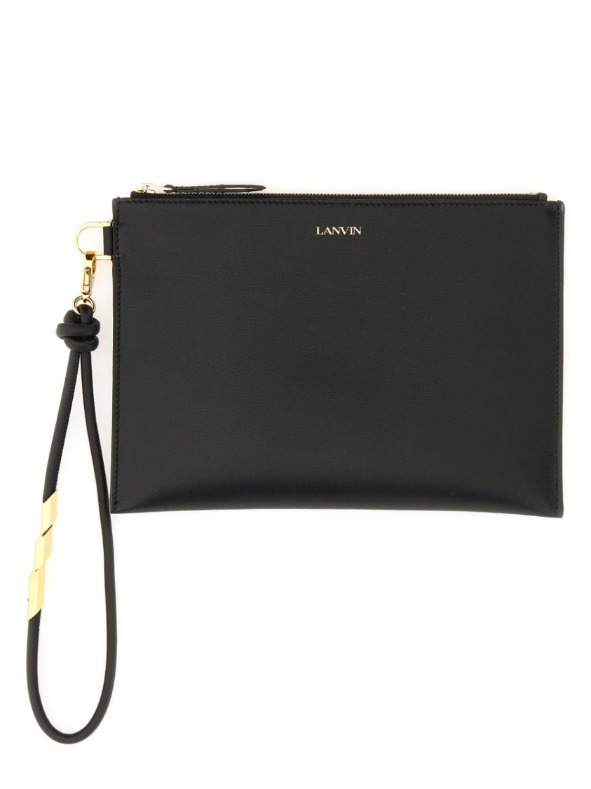 Shop Lanvin Black Leather Clutch Bag