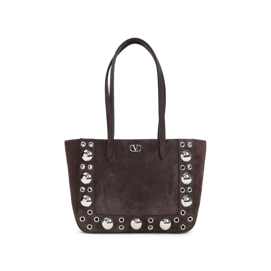 Valentino Garavani Testa Di Moro Brown Cow Suede Leather Nellcote Mini Tote Bag