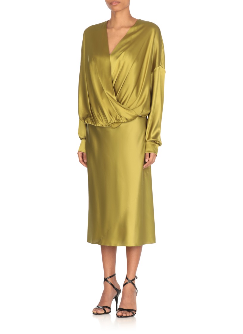 Dries Van Noten Draped Silk-blend Satin Blouse