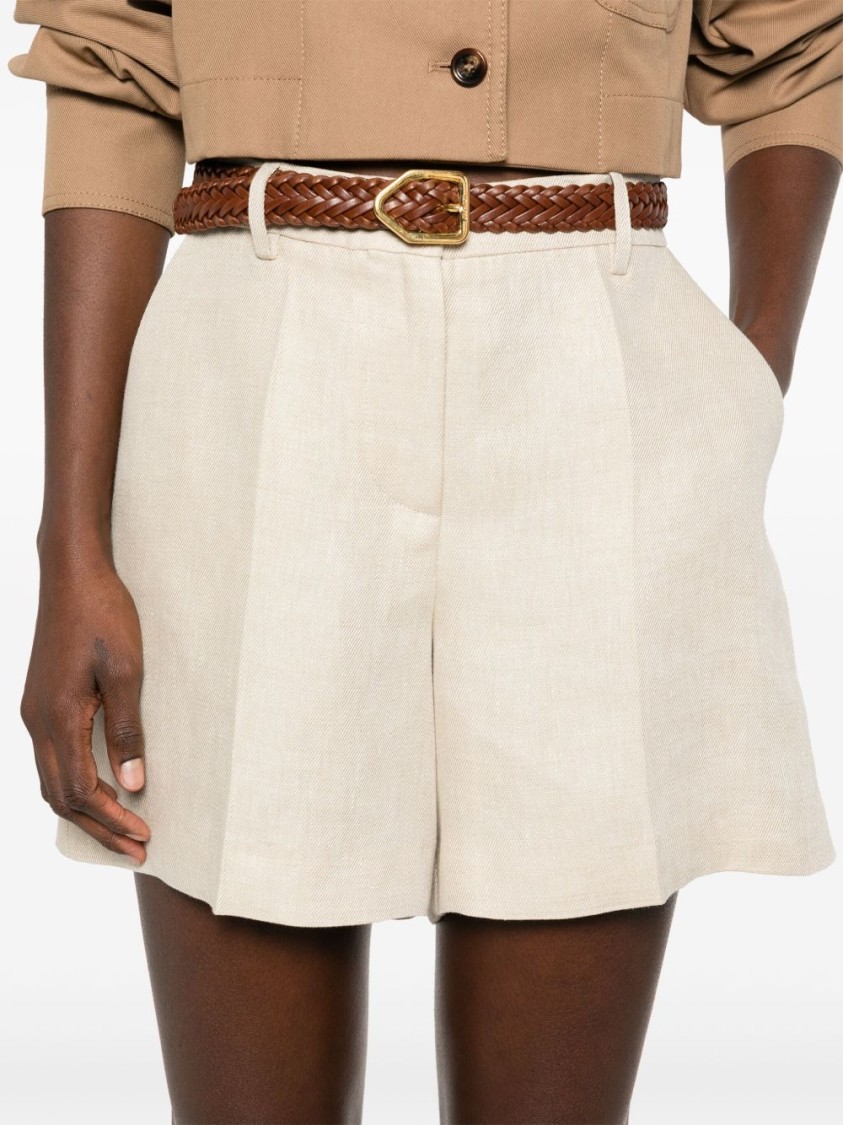 P.a.r.o.s.h Parosh Beige Linen Tailored Shorts With High Waist In Neutral
