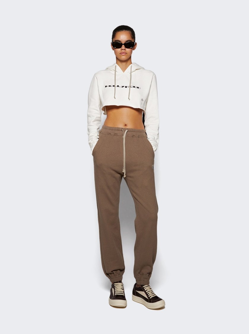 Rick Owens Drkshdw Drkshdw By Rick Owens Cropped Hoodie Milk And Black In White