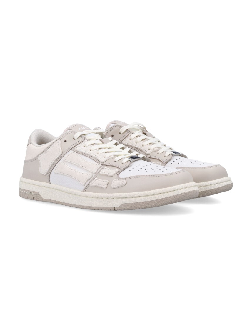 Amiri Skel Top Low White Sneakers With Skeleton Patch In Leather Man In White