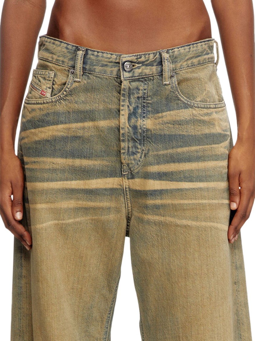 Diesel Straight-leg Jeans In Faded Beige Cotton In Gray