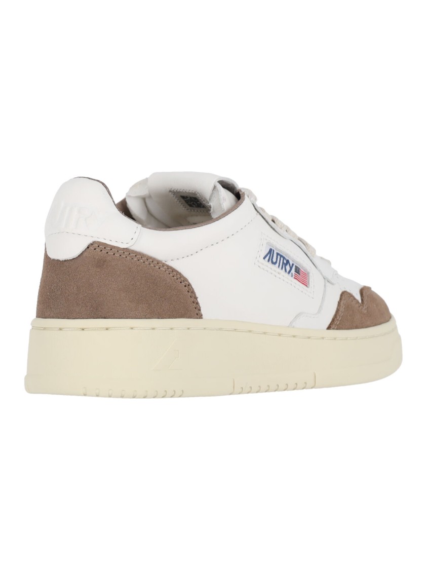 Autry Low Sneaker With Contrast Panels And Perforated Detailing In White