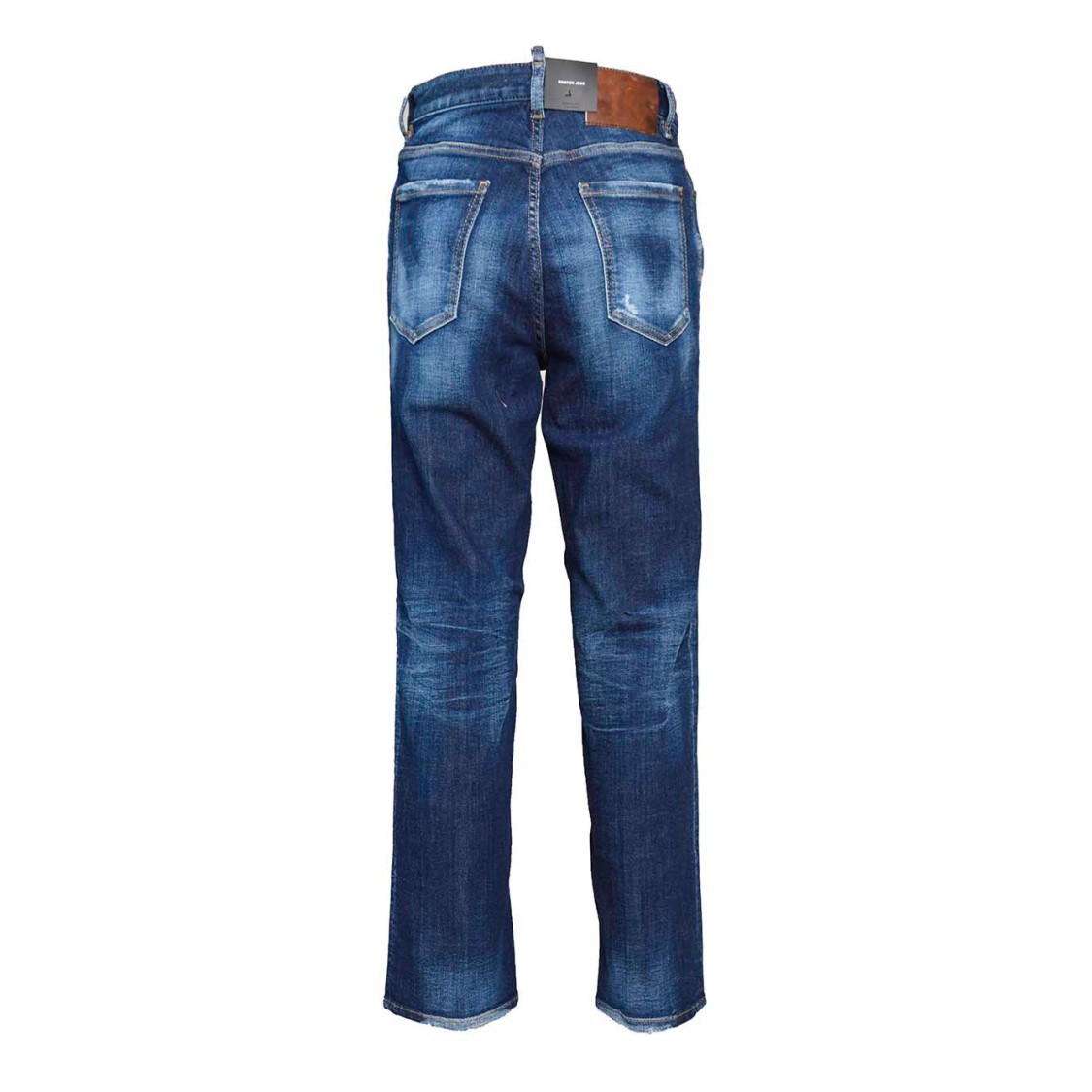 Shop Dsquared2 Boston Dark Basic Blue Denim Jeans