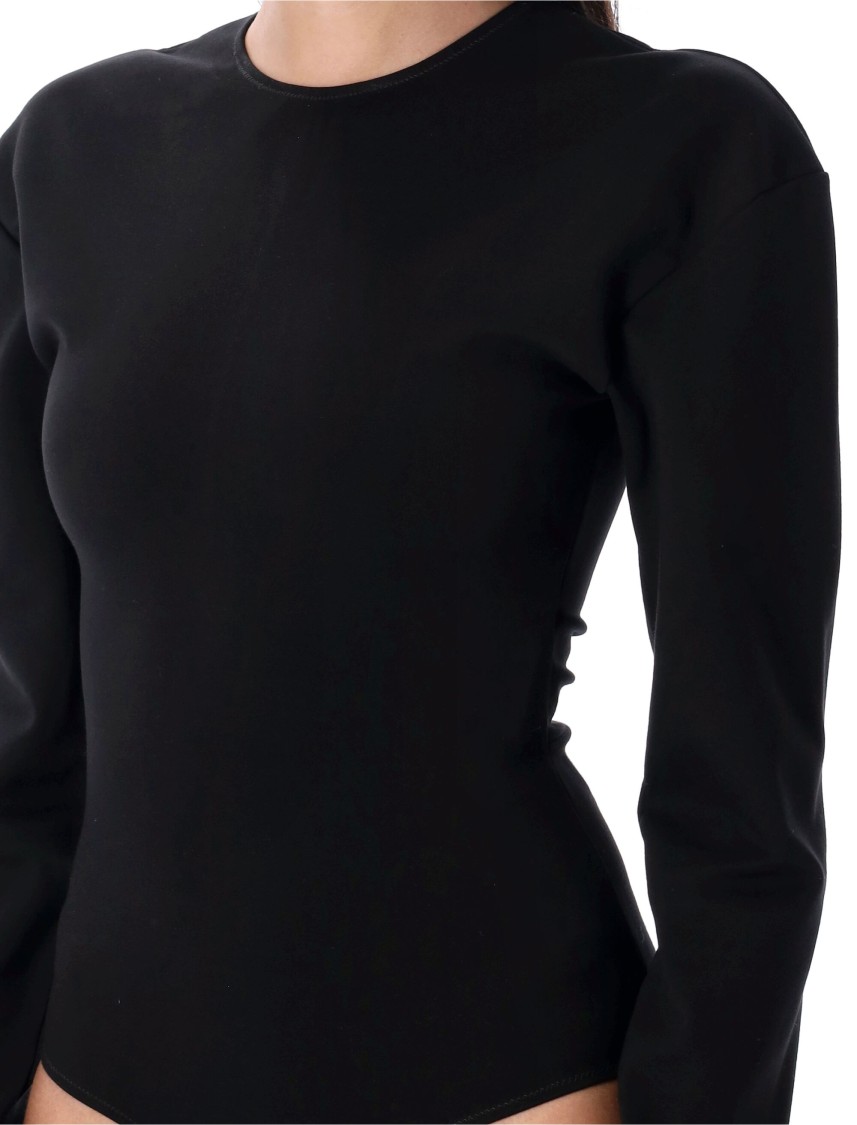 Mm6 Maison Margiela Mm6 By Maison Margiela Long-sleeved Fitted Bodysuit With Discreet Closure In Black