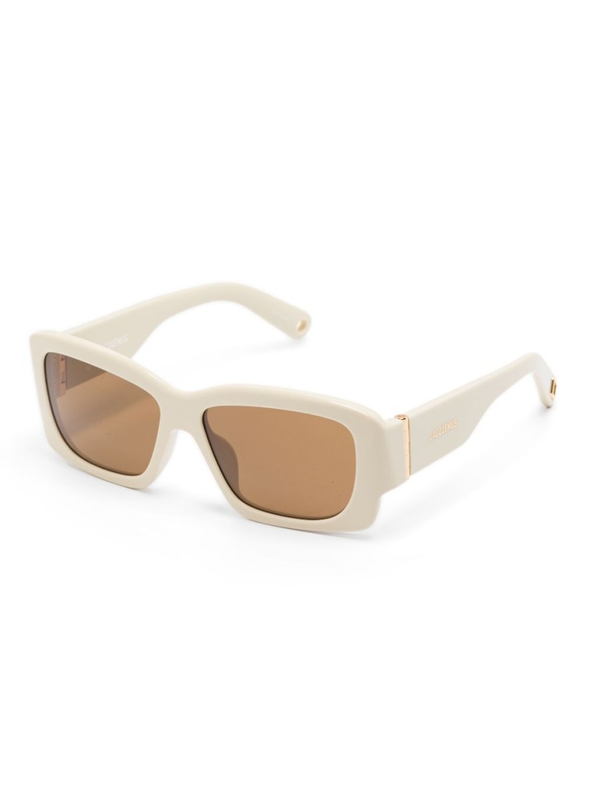 Shop Linda Farrow X Jacquemus Angular Grey Sunglasses With Brown Lenses