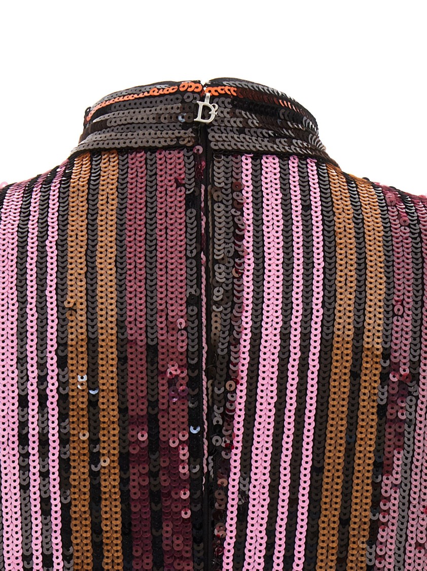 Dsquared2 Disco Queen Sequin-embellished Minidress In Brown