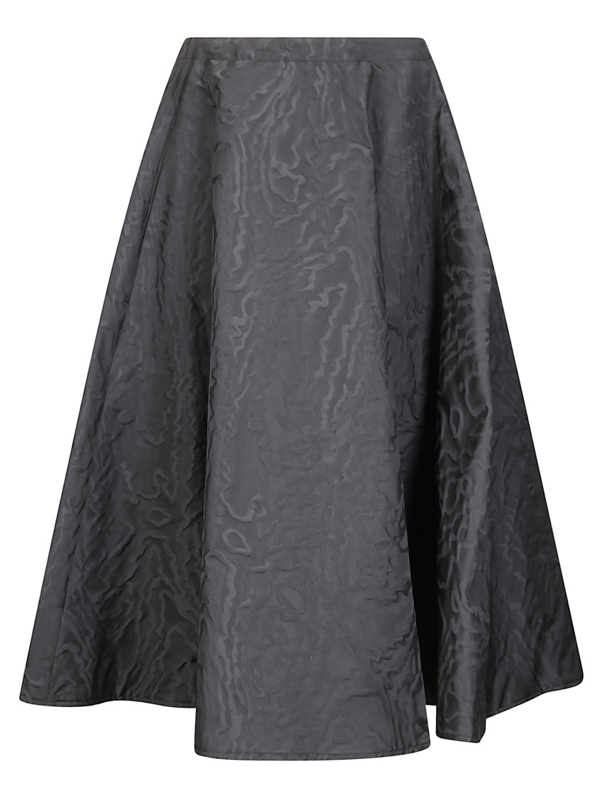 Stefano Mortari Black Flared Midi Skirt With Damask Effect In Gray