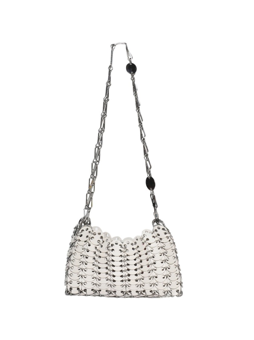 Rabanne Nano Iconic 1969 Bag Cream And Silver In Silver