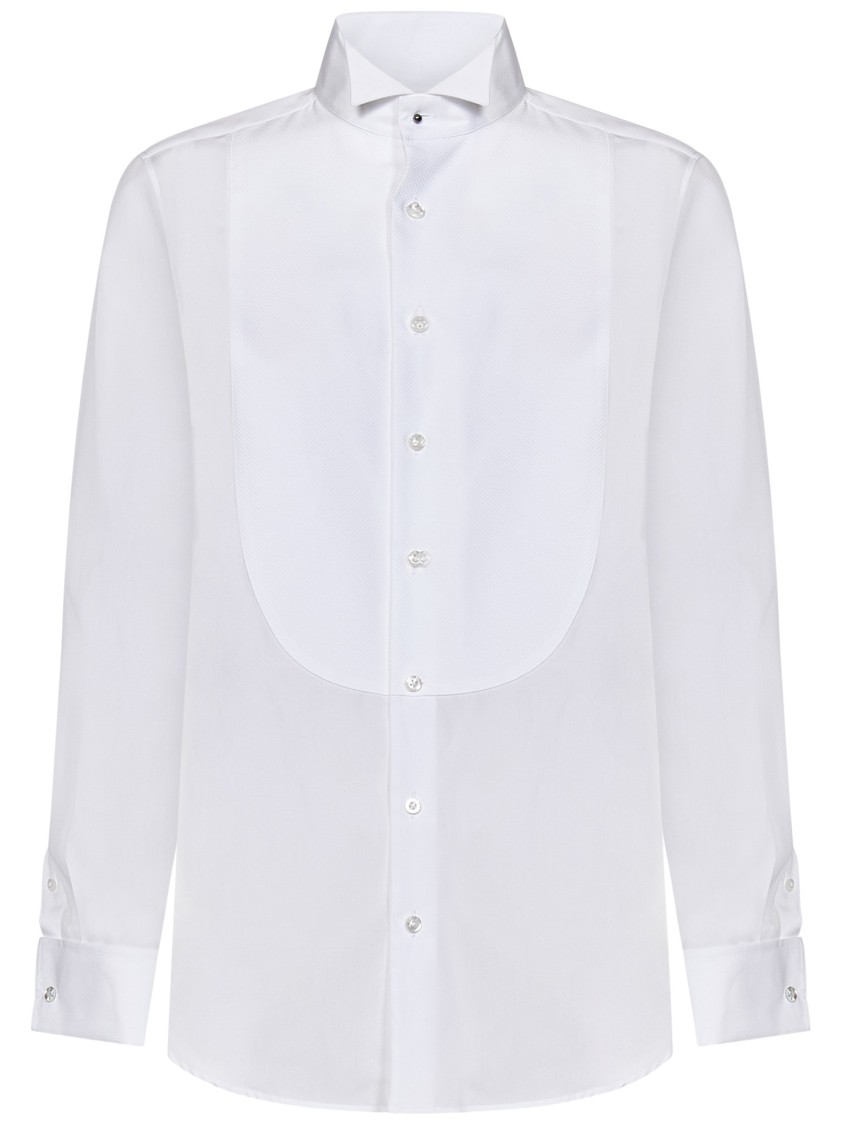 Shop Polo Ralph Lauren White Tuxedo Shirt With Tone-on-tone Piquet Plastron