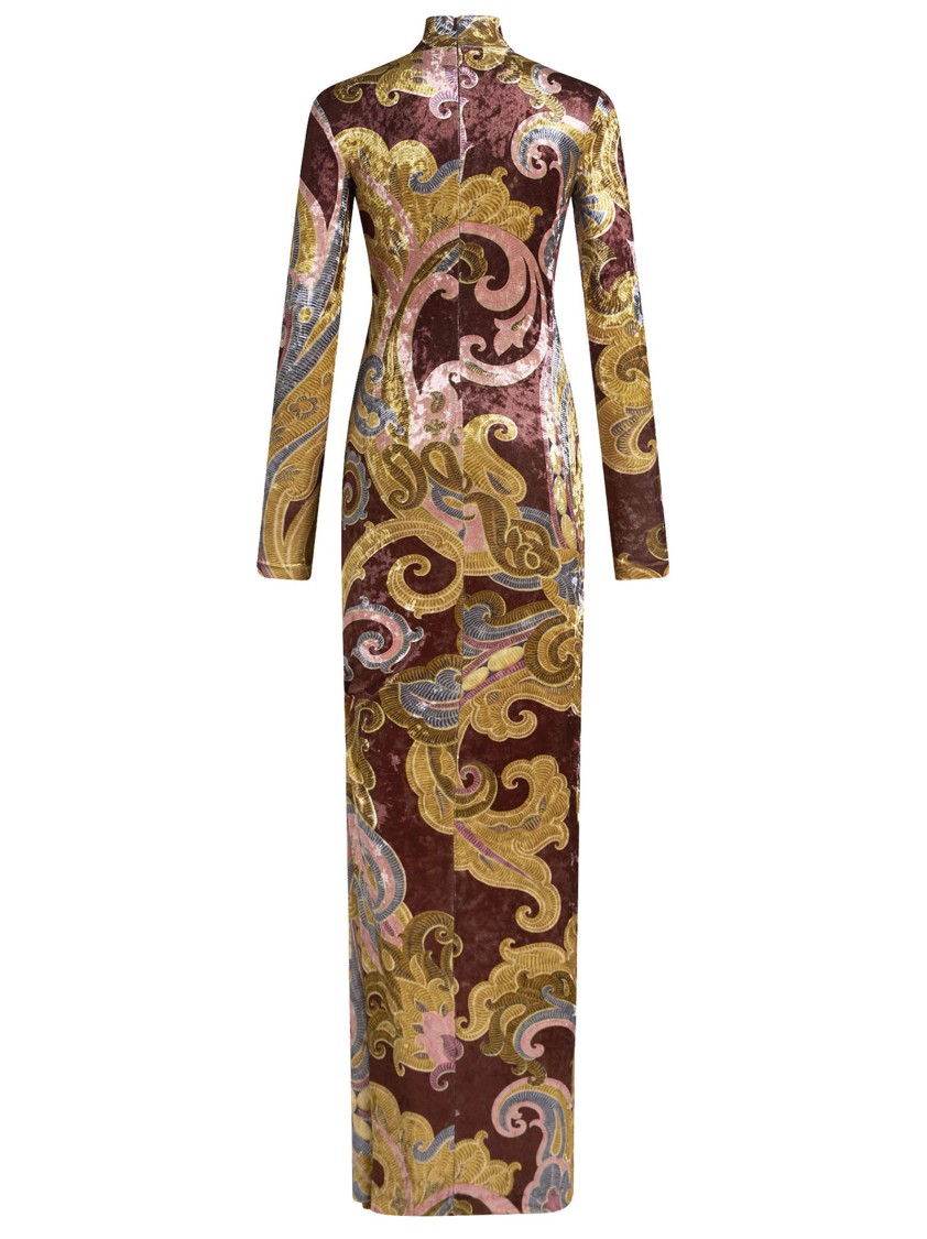 Shop Etro Bordeaux Dress With Paisley Print In Burgundy