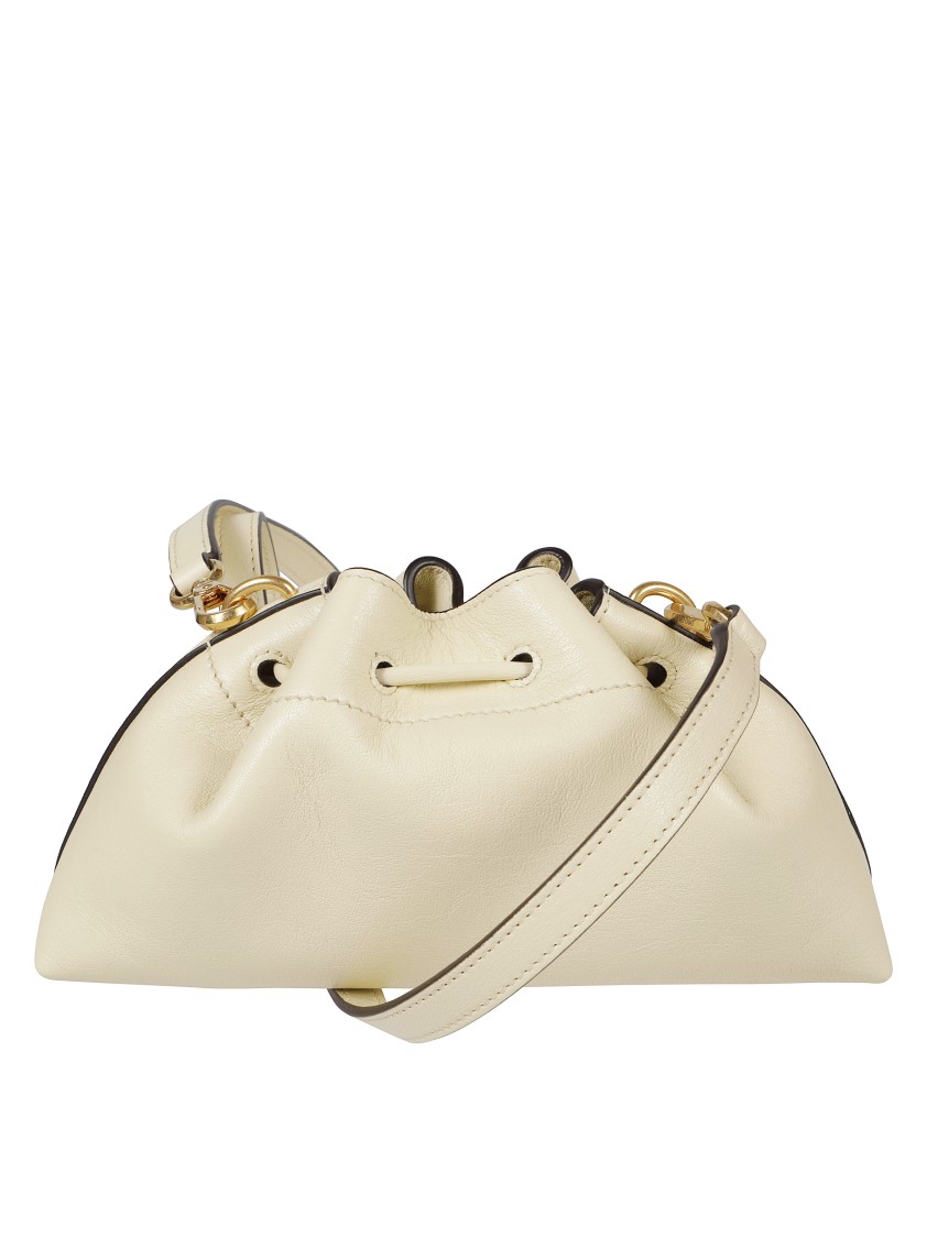 Jimmy Choo Structured Leather Drawstring Bag In Neutral