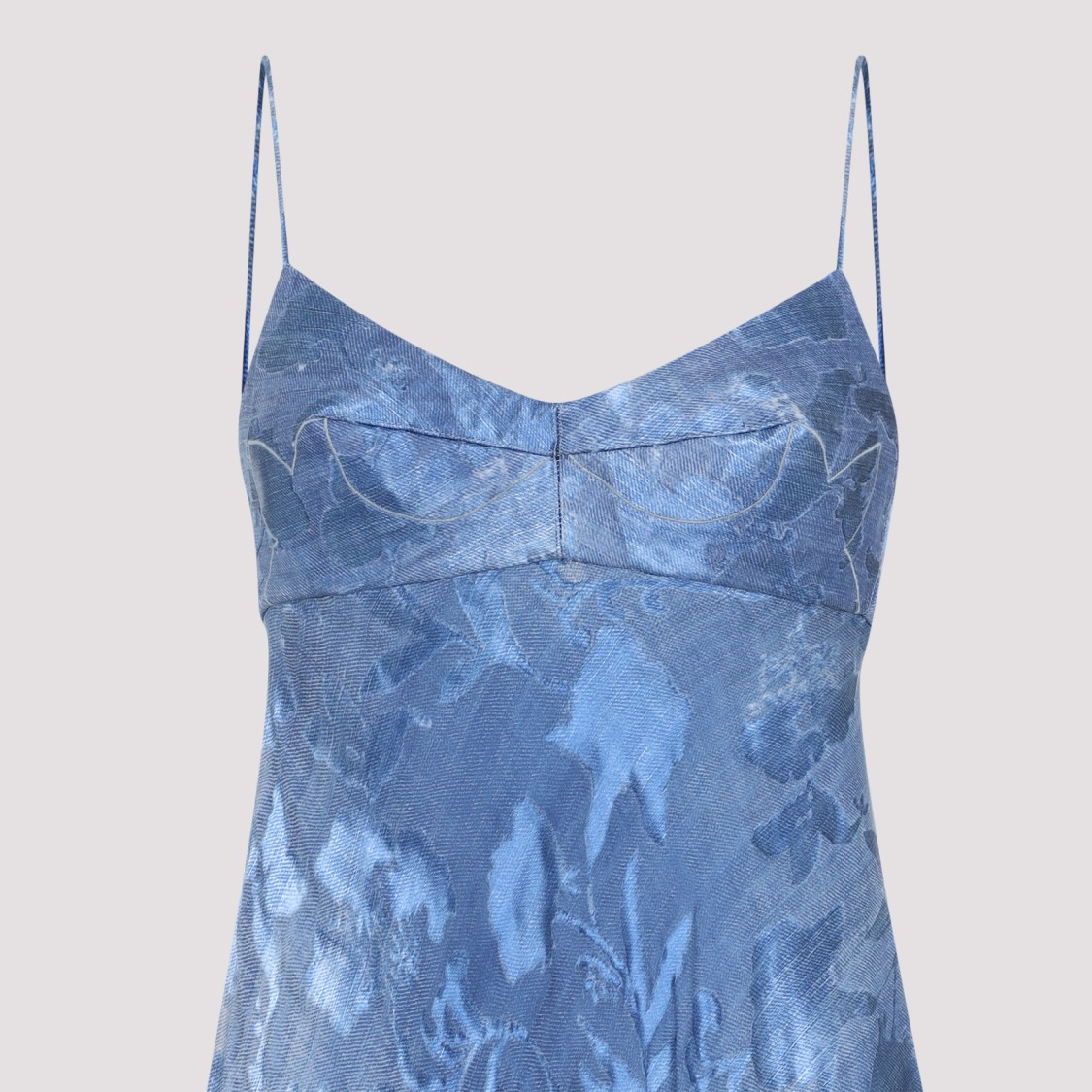 Shop Ermanno Scervino Floral Denim Print Long Dress