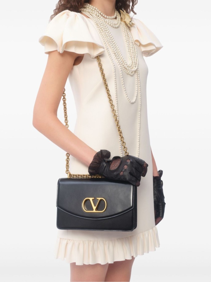 Valentino Ruffled Wool And Silk-blend Crepe Mini Dress