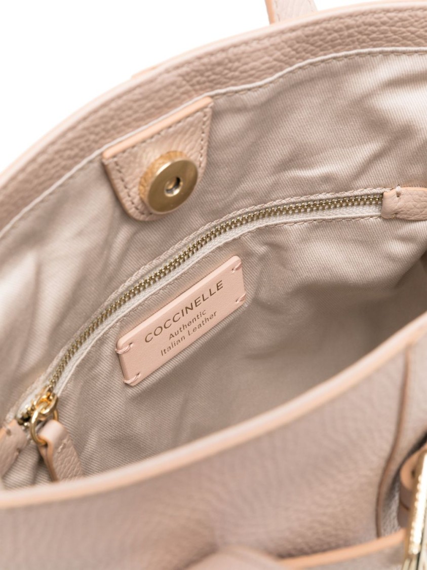 Coccinelle Structured Textured Leather Tote With Dual Handles