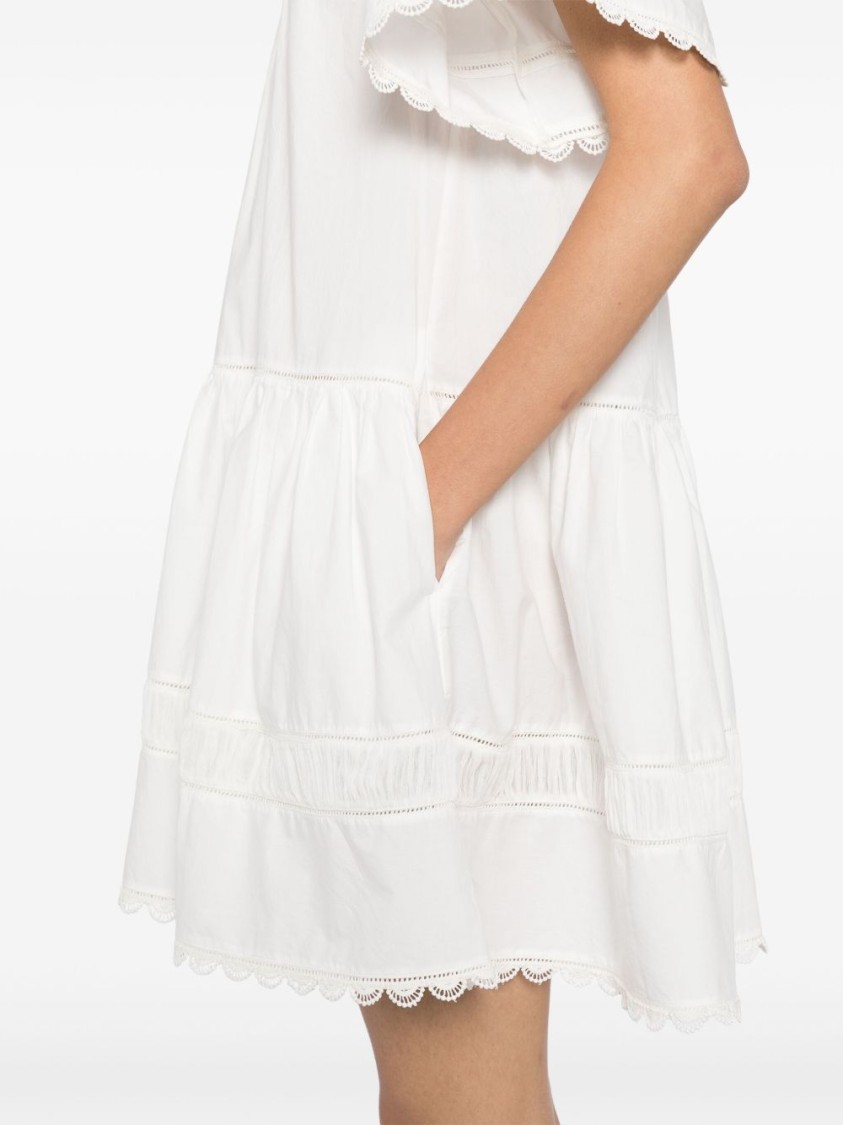 Ulla Johnson Oumi Crochet And Chiffon-trimmed Poplin Mini Dress