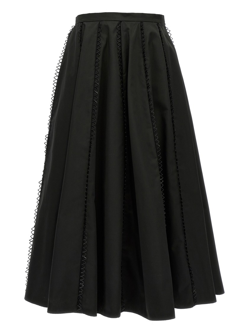 Fabiana Filippi Longuette Skirt With Beaded Embroidery Detail In Black