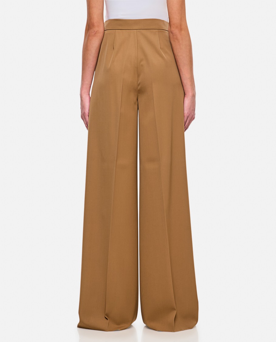 Max Mara Ninfa Gabardine Wool Pants In Brown