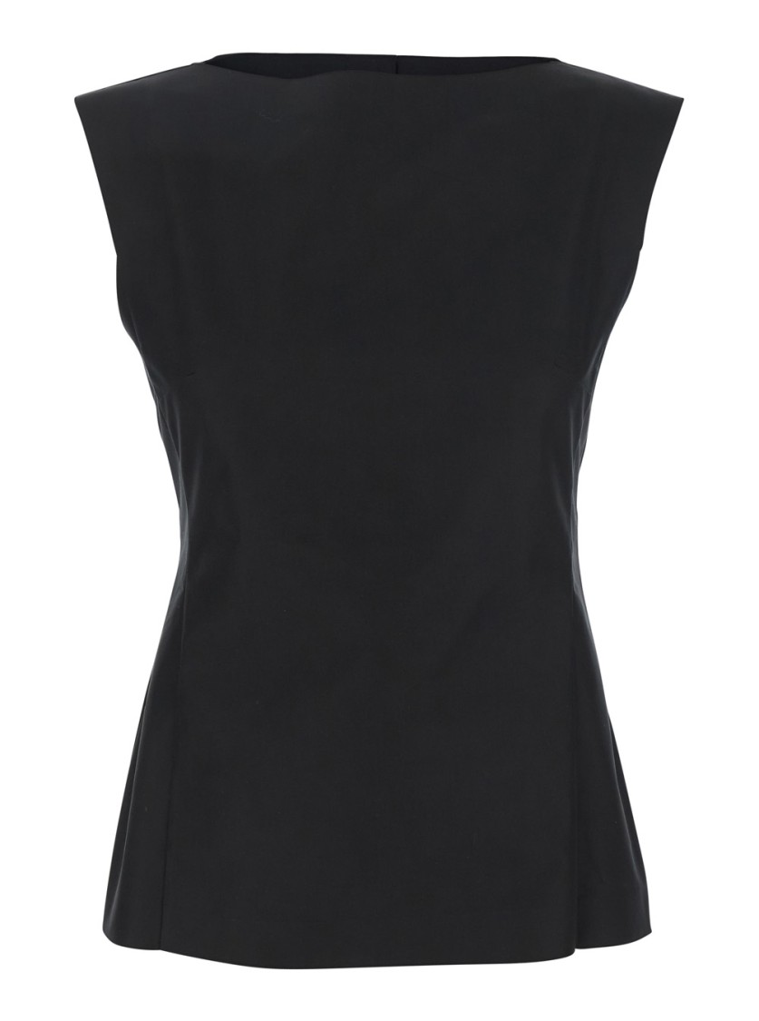 Marni Black Sleeveless Top With Boat Neckline And Rear Button Closure In Cotton Woman