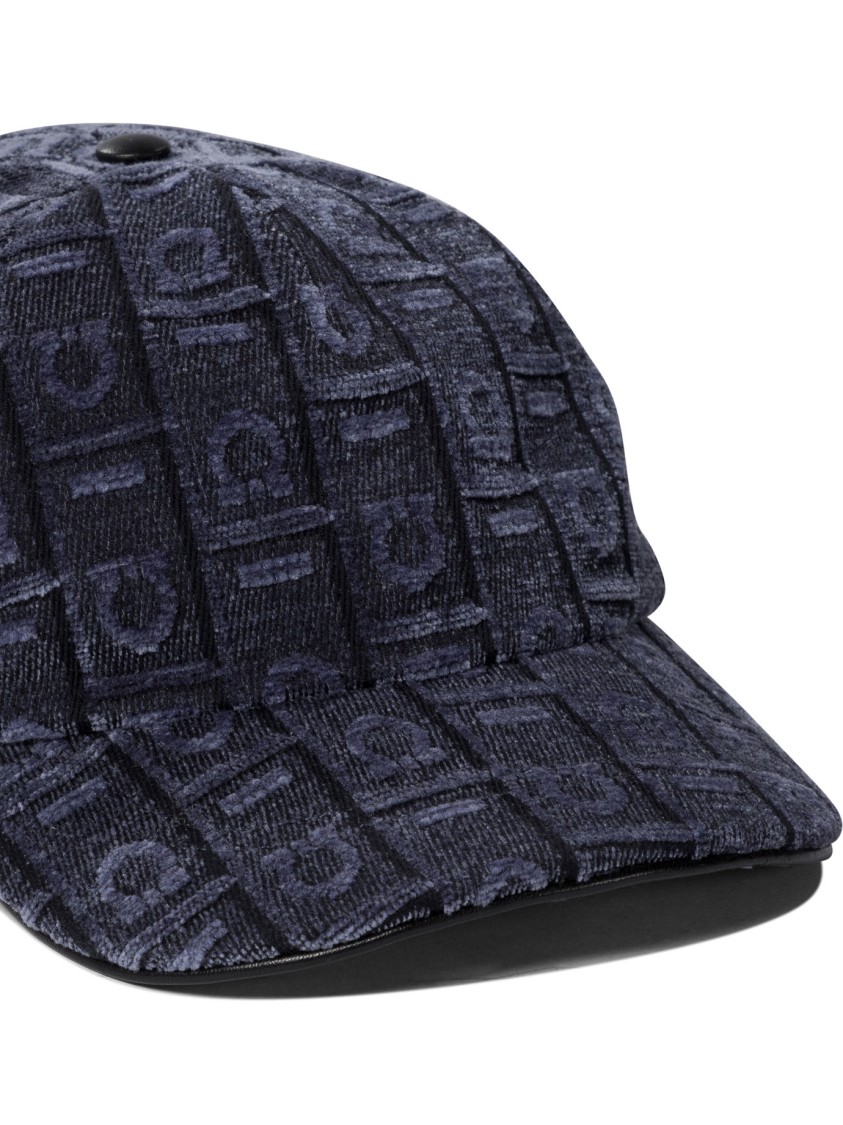 Ferragamo Structured Cap With Textured Geometric Pattern In Blue