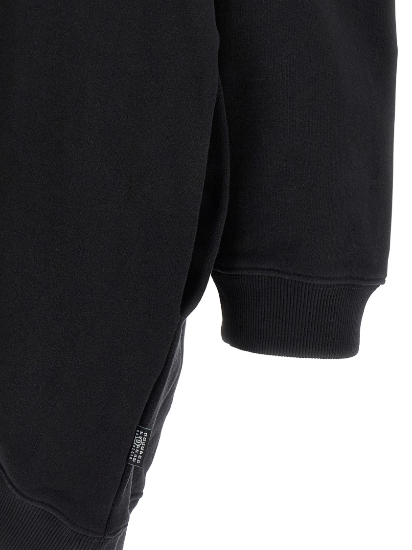 Mm6 Maison Margiela Mm6 By Maison Margiela Off-shoulder Black Sweatshirt Dress With Cozy Hood In Black