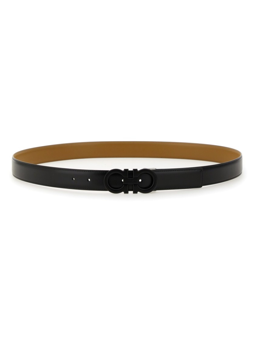 Ferragamo Reversible Gancini Belt In Black
