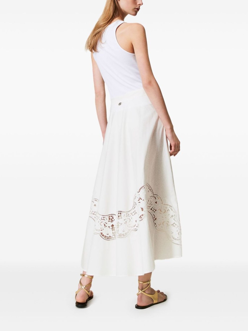 TWINSET TWIN-SET MAXI SKIRT WITH DELICATE LACE TRIM